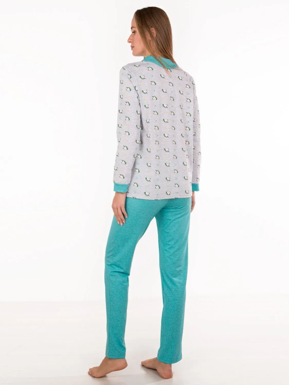 Пижама для беременных из хлопка: пиджак и брюки серый