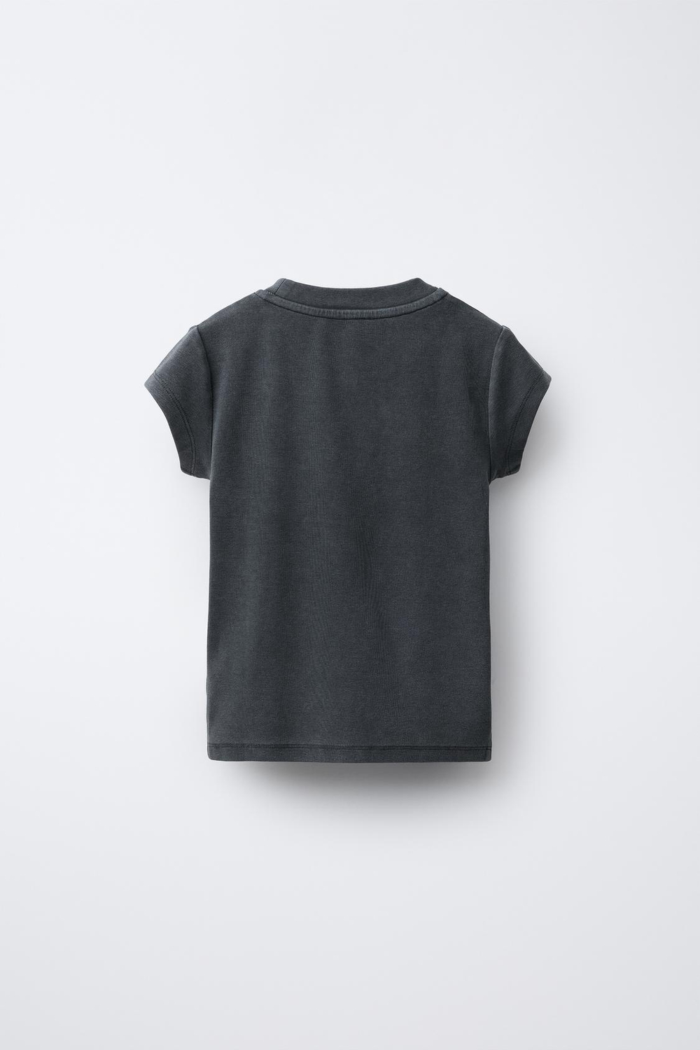 ZARA ФУТБОЛКА С ЭФФЕКТОМ ПОТЕРТОСТИ И СТРАЗАМИ, АНТРАЦИТОВО-СЕРЫЙ