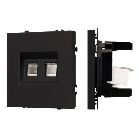 Механизм сдвоенной компьютерной розетки SCT-NOBE-MPC2-SFPL-BK (RJ-45, CAT6) Arlight 054313