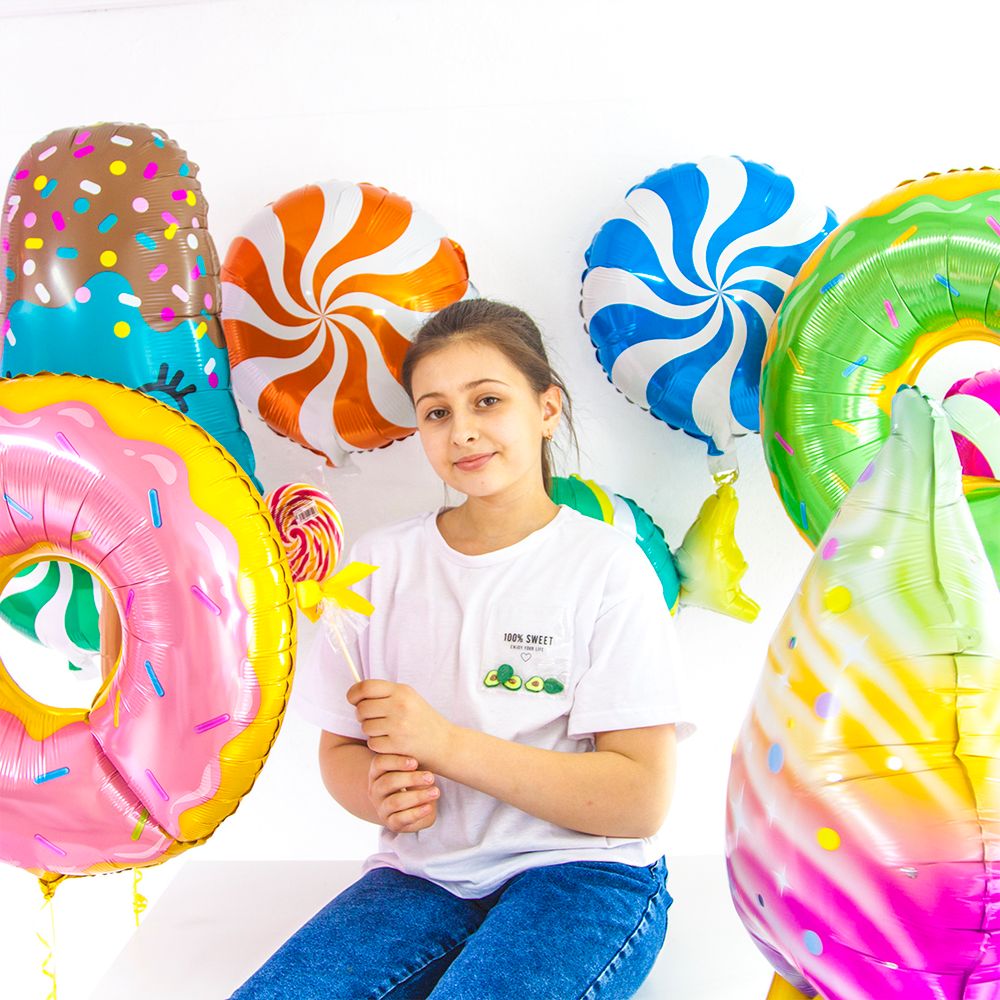 Шар (18"/46 см) Круг, Леденец, Оранжевый