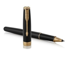 Ручка-роллер Parker Sonnet Black Lacquer GT, стержень: F, цвет чернил: black, в подарочной упаковке