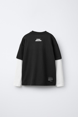 ZARA ЛОНГСЛИВ С НАДПИСЬЮ, ЧЕРНЫЙ