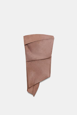 ZARA ТОП АСИММЕТРИЧНОГО КРОЯ ИЗ СМЕСОВОГО ЛЬНА — ZW COLLECTION, ЛИНЯЛЫЙ РОЗОВЫЙ