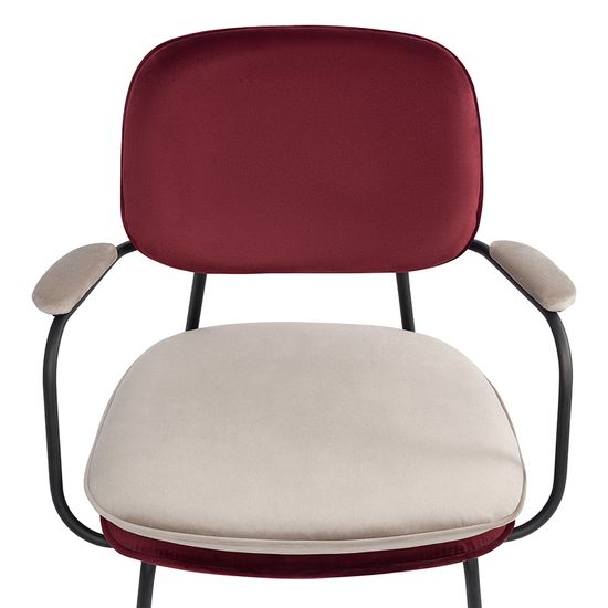 Стул с подлокотниками pea, велюр, бордовый/бежевый