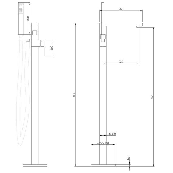 Смеситель ABBER Daheim AF8215W напольный, белый матовый