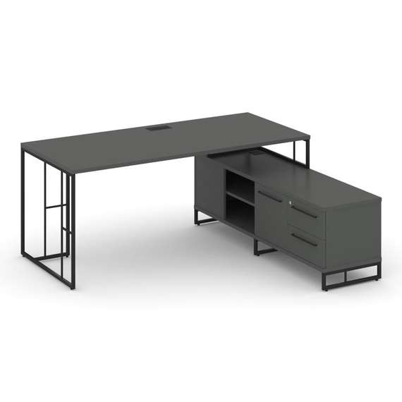 Rift Direct Стол руководителя на опорной тумбой RF.SRT-25 (R) Антрацит NEW/Металл Черный/Черный Ручк
