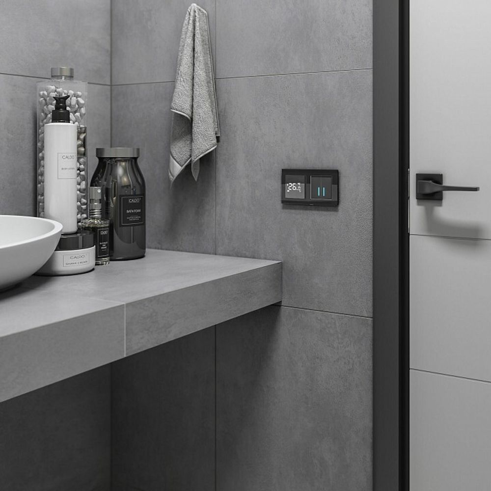 Выключатель двухклавишный с подсветкой без рамки Werkel черный W4520008