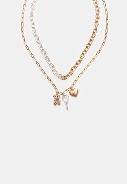 STRADIVARIUS Комплект из 2 ожерелий с подвесками, золотой