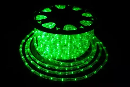 Дюралайт круглый _ 10.5 мм., 220V, 3-жилы, зеленые LED лампы 24 шт на 1 м., бухта 50 м, силикон, Winner (05.50.10,5.24G)