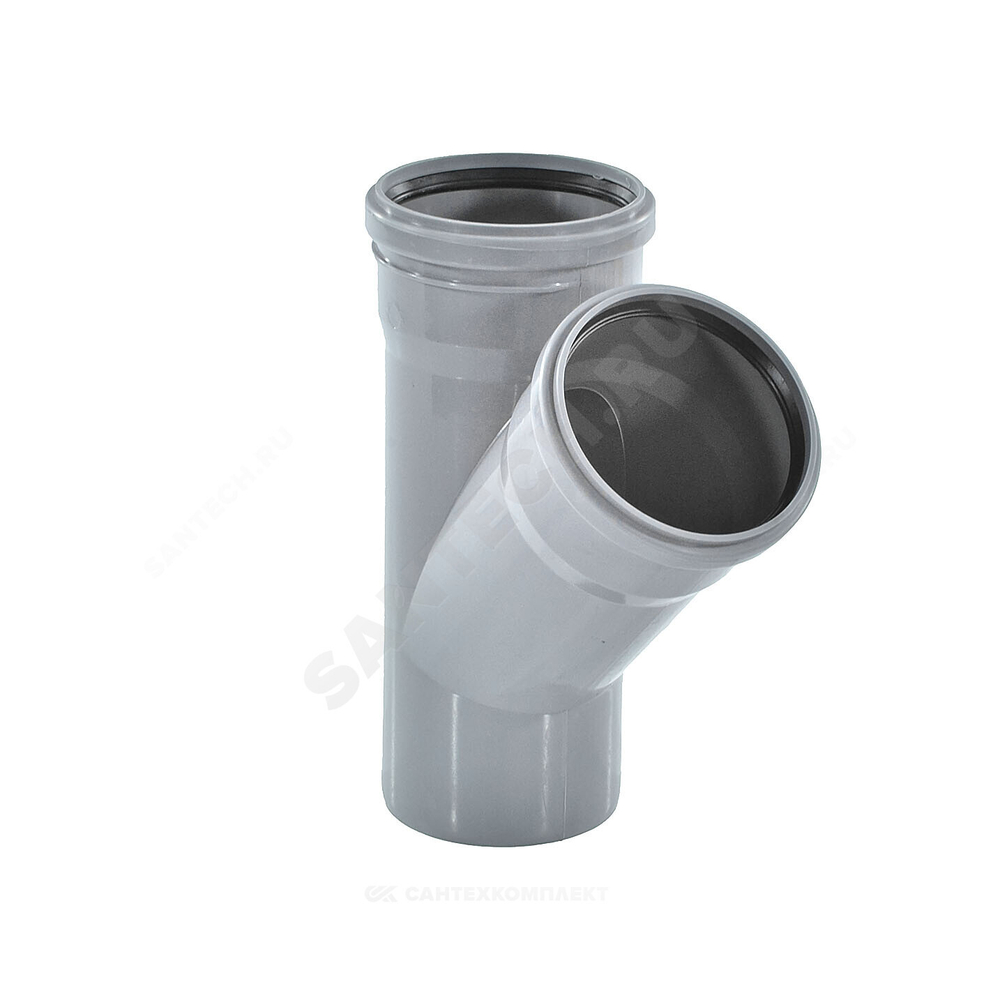 Тройник PP-H серый BASE Дн 40х40х45гр б/нап в/к VALFEX 22040040