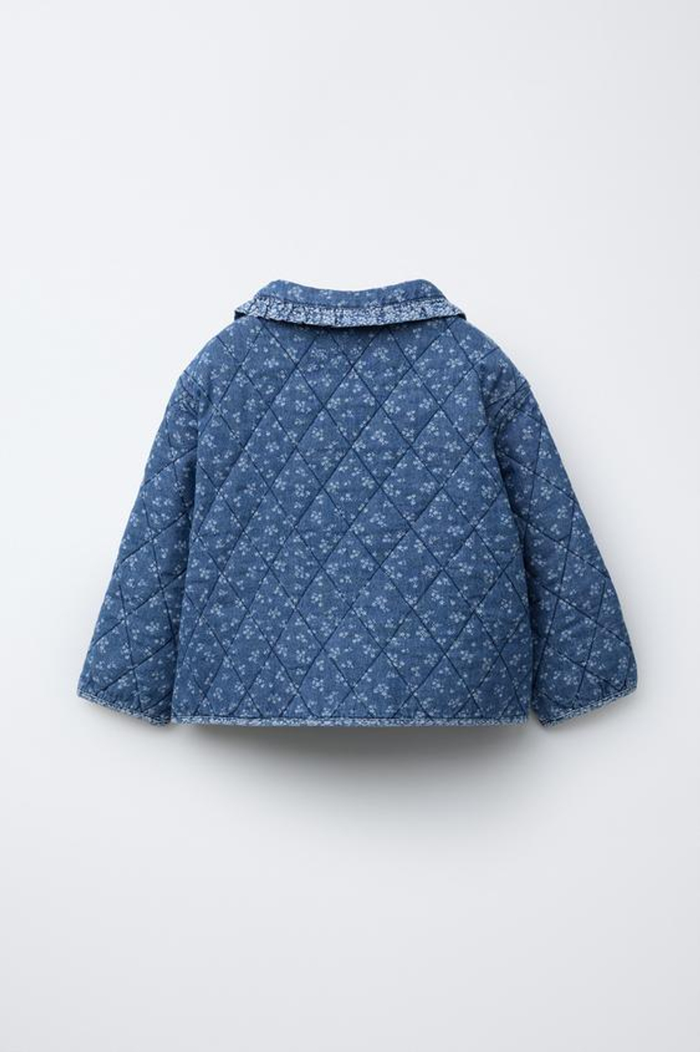 ZARA ДЖИНСОВАЯ КУРТКА С ЦВЕТОЧНЫМ ПРИНТОМ, ВЫЦВЕТШИЙ СИНИЙ