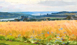 Тимков Н. Е. (1912–1993). Русские просторы. Картон, масло. 1959 г. СССР. 12х24 см (в свету)