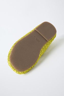 ZARA ПЛЕТЕНЫЕ БАЛЕТКИ, ЖЕЛТЫЙ