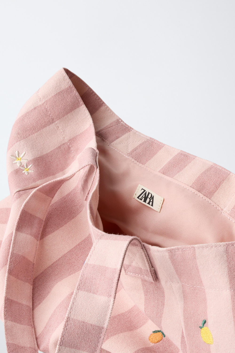 ZARA СУМКА-ШОПЕР В ПОЛОСКУ С ФРУКТАМИ, РАЗНОЦВЕТНЫЙ