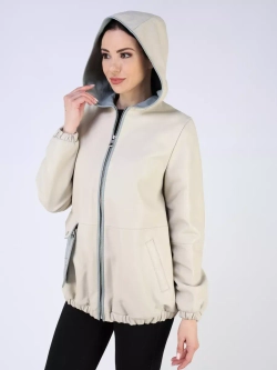 Кожаная куртка демисезонная с капюшоном