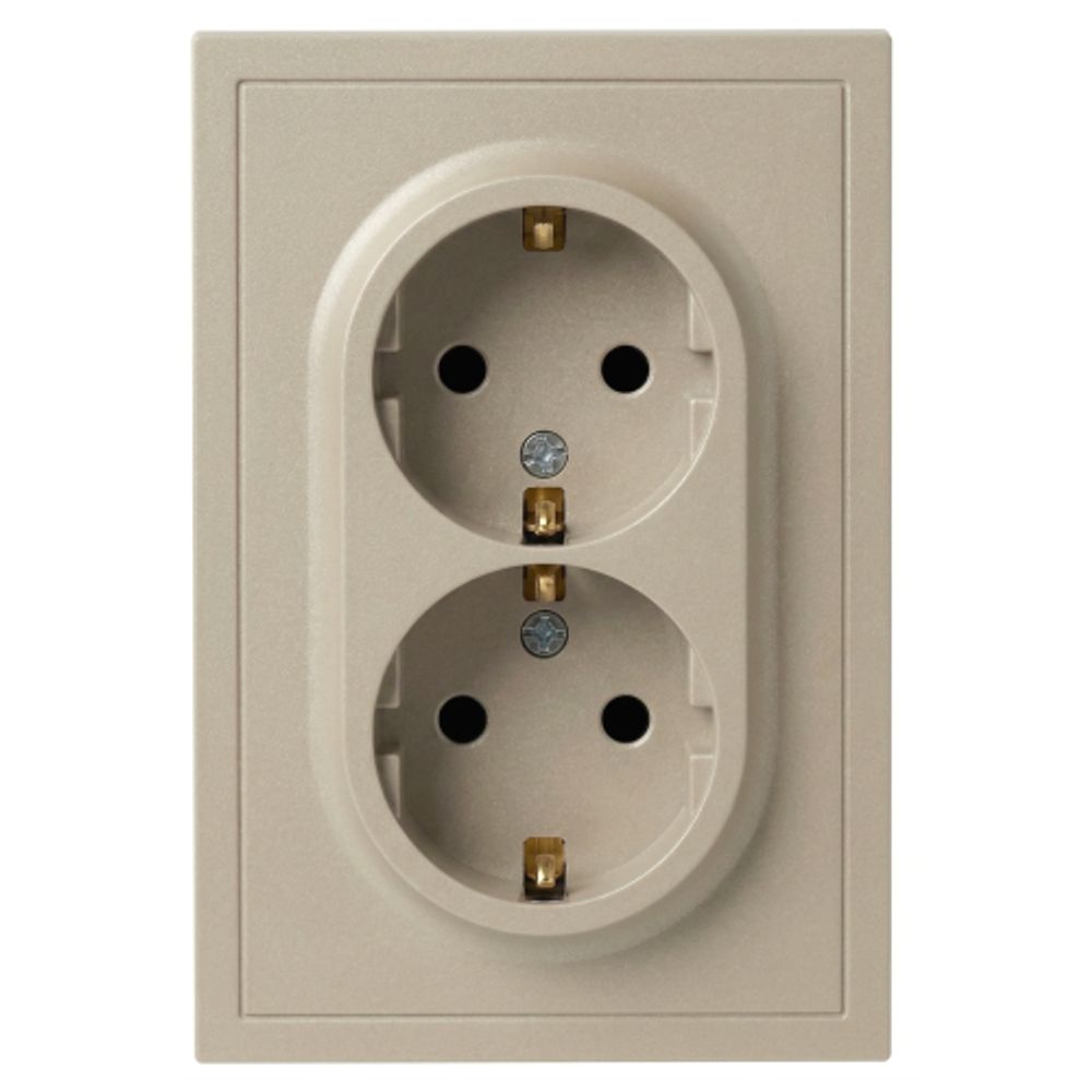 Розетка ЭРА Galaxy 15-2104-04 с заземлением двойная 2X2P+E Schuko 16А-250В IP20 шампань | Эра Galaxy