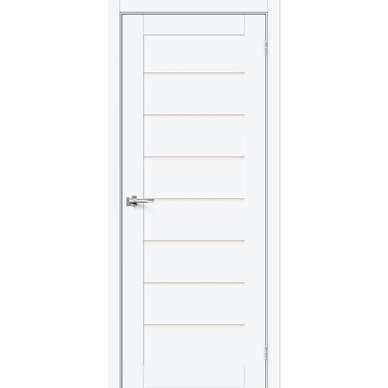 Купить Межкомнатная дверь ПЭТ Браво-22 White Silk стекло белое