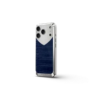 Чехол для iPhone 17 на магните - Натуральная кожа Аллигатора - Синий