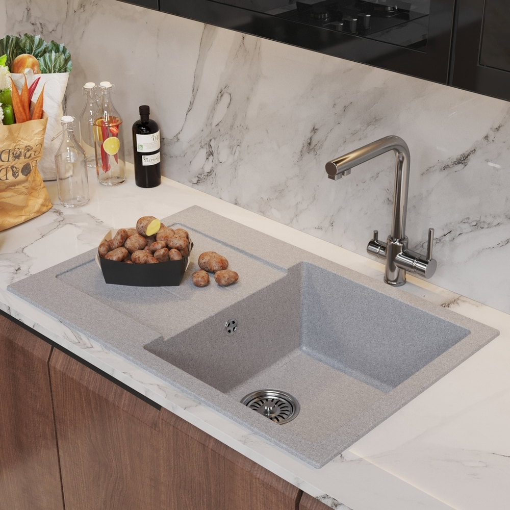 Мойка ML-GM31 КОМФОРТ с крылом, серая (310), 770*500*190мм