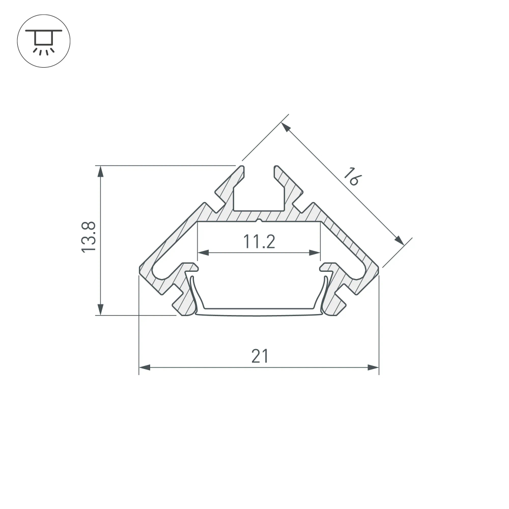 Профиль PDS45-LITE-2000 ANOD (Arlight, Алюминий) 023862