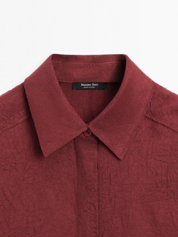 Massimo Dutti Струящаяся рубашка с длинными рукавами, вишнево-красный