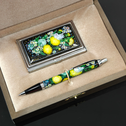 Набор подарочный "Одуванчики" №2 (визитница персональная, ручка Паркер)