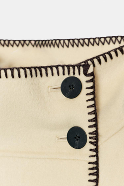 ZARA КУРТКА С ШЕРСТЬЮ — ZW COLLECTION, КРЕМОВЫЙ