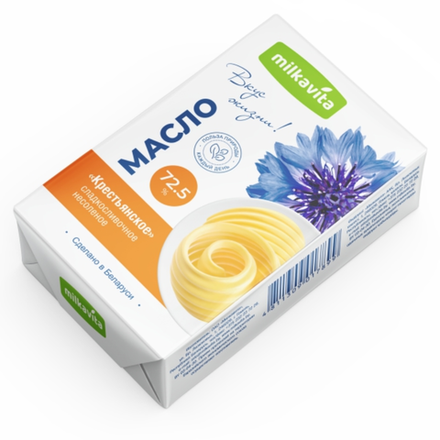 Масло Milkavita сладко-сливочное Крестьянское 72,5% 180 гр