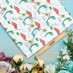 Ткань бязь динозаврики