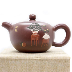 259307 Чайник ИСИН "ЮАНЬ ЧЖУ" (Круглая жемчужина), 180мл, в подар.коробке, глина коричн.