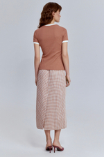 Футболка из хлопковой рибаны с контрастной отделкой