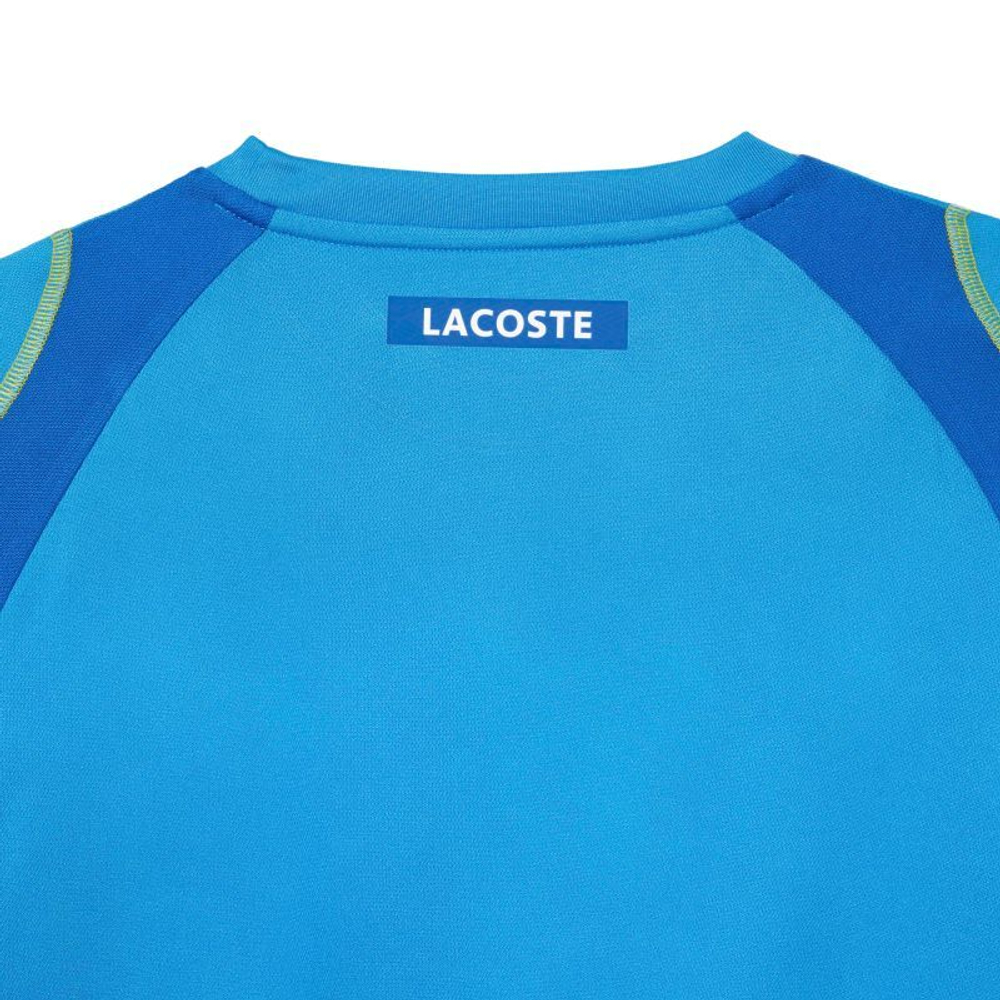 Мужская теннисная футболка Lacoste Tennis T-Shirt in Tear Resistant Pique - blue/yellow