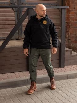 Black insulated windbreaker-anorak