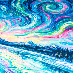 Шейный платок «Северное сияние Ван Гога», 70×70 см