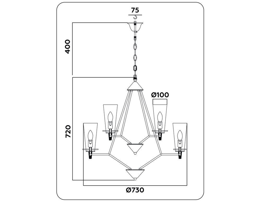 TR3238/6+3 BK черный E14/9 max 40W D730*720