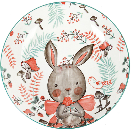 Тарелка "Kawaii Forest. Rabbit" d=21см. v=700мл. (min9) (фарфор) (транспортная упаковка)
