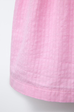 ZARA КОМБИНИРОВАННОЕ ПЛАТЬЕ В РУБЧИК С РЕЛЬЕФНЫМ УЗОРОМ, РОЗОВЫЙ