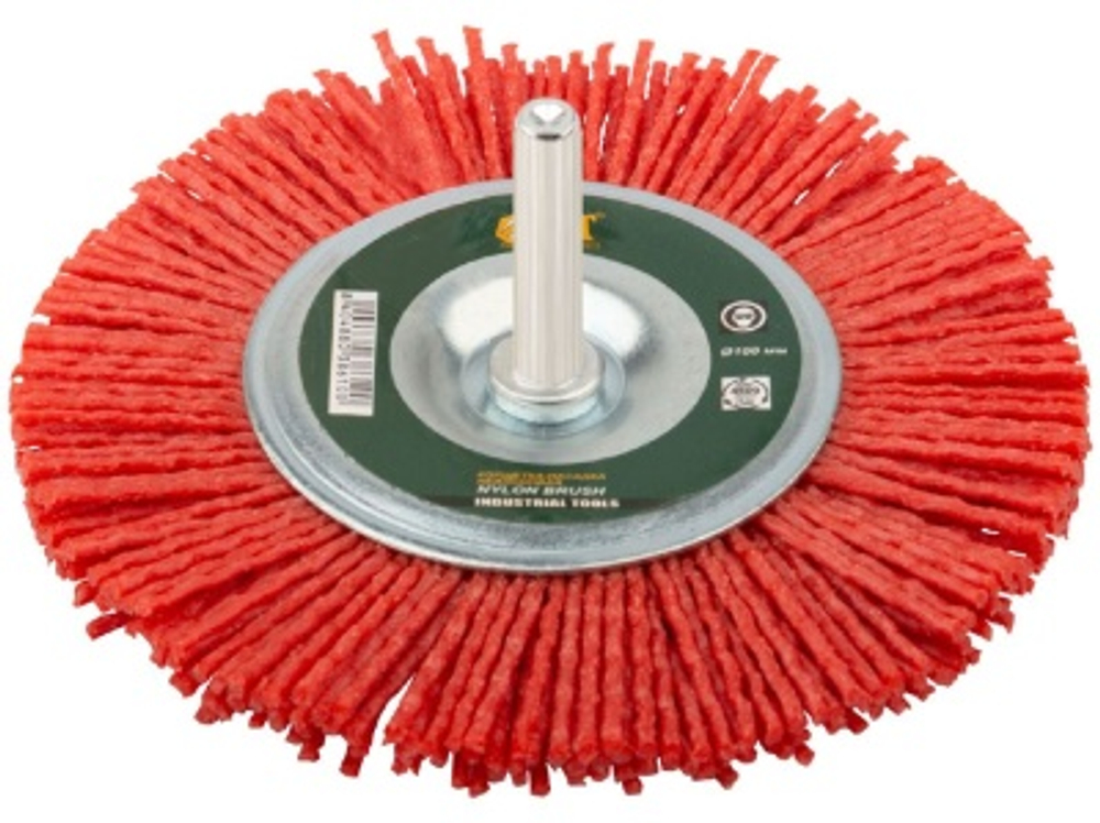 Корщетка-колесо нейлоновая со штифтом 100мм