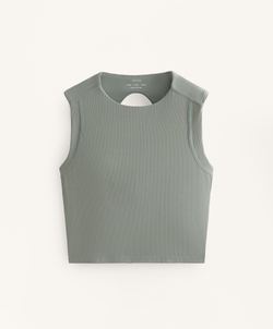 Oysho Топ Comfortlux Rib без рукавов, серый хаки