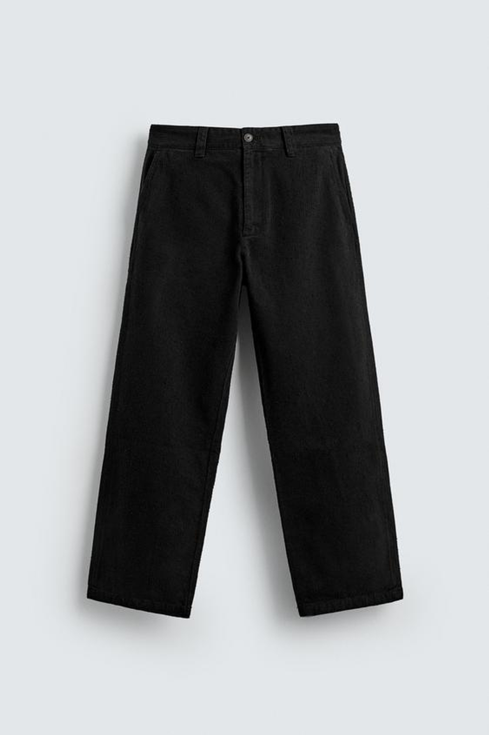 ZARA БРЮКИ STRAIGHT FIT ИЗ РЕЛЬЕФНОЙ ТКАНИ, ЧЕРНЫЙ