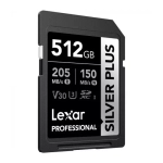 Карта памяти  Lexar Professional SILVER PLUS SDXC 512GB UHS-I U3 V30 C10, R/W 205/150 МБ/с