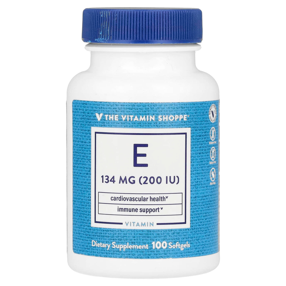 The Vitamin Shoppe, Витамин E, 134 мг (200 МЕ), 100 мягких таблеток
