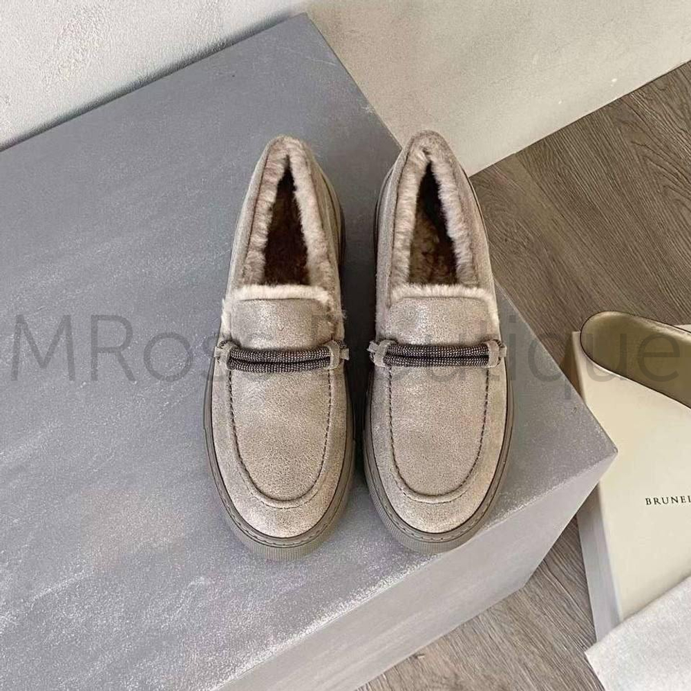 Женские лоферы Brunello Cucinelli с мехом