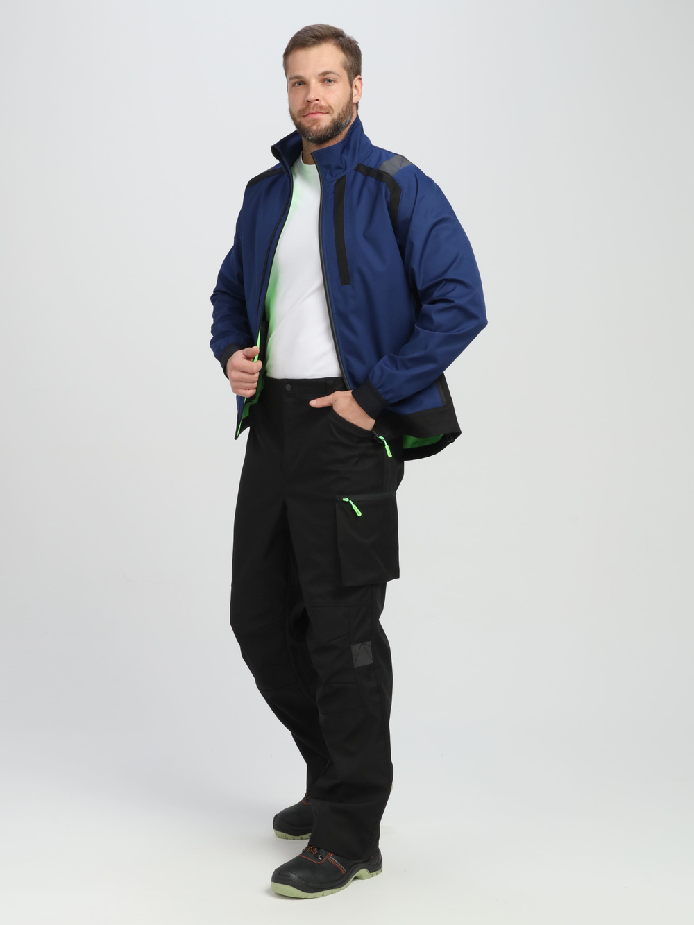 Куртка ProfLineLeader (тк.Софтшел), синий/черный