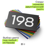 Номер на дверь 198, табличка на дверь для офиса, квартиры, кабинета, аудитории, склада, черная 120х70 мм, Айдентика Технолоджи