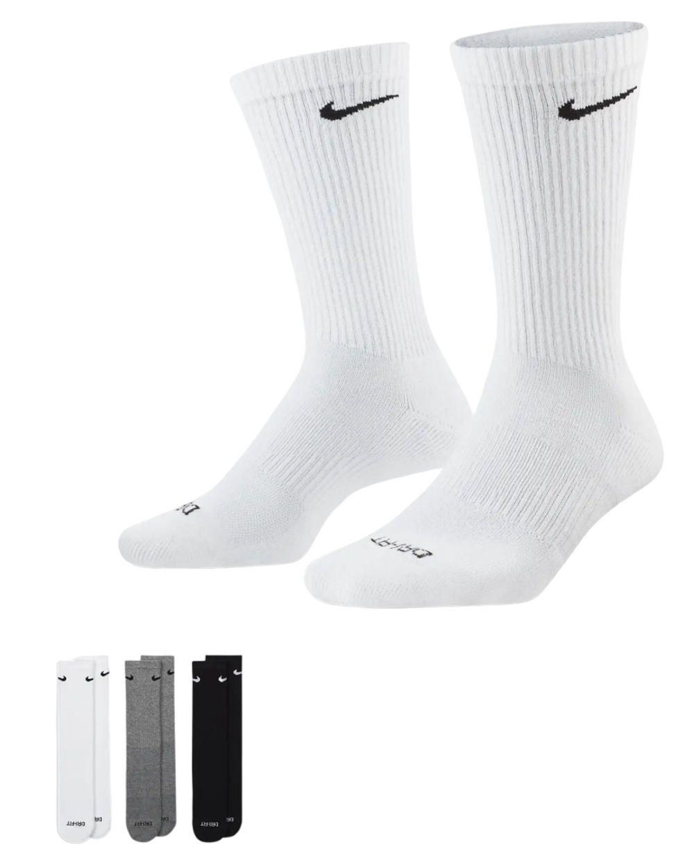 Теннисные носки Nike Everyday Plus Cushioned Training Crew Socks 3P - разноцветный
