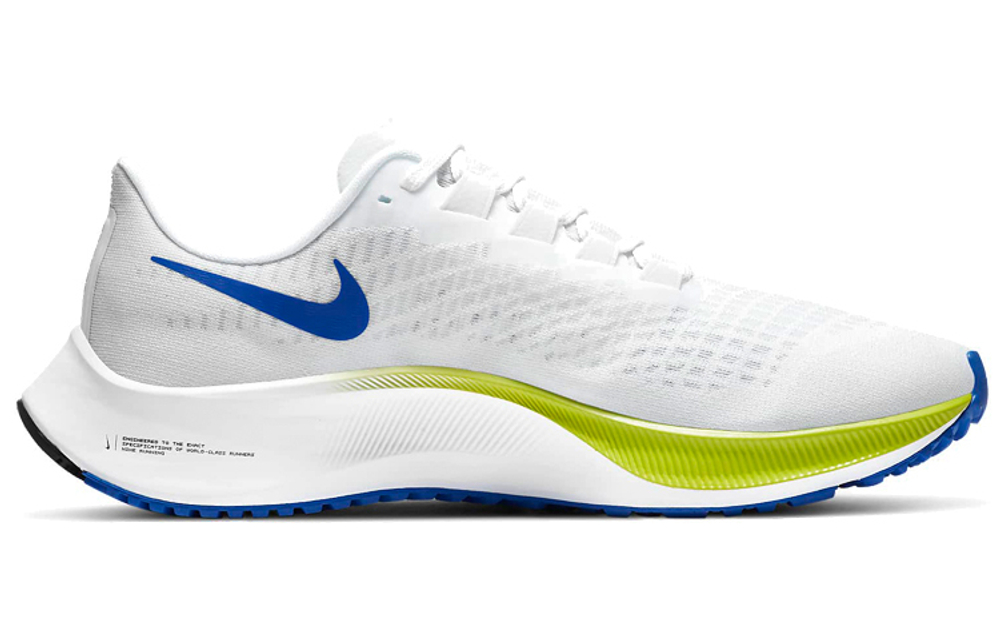 Nike Pegasus 37 Air Zoom/React marathon professional fabric TPU non-slip wear-resistant lightweight shock absorption breathable low-top air cushion training running shoes men's white, green and blue