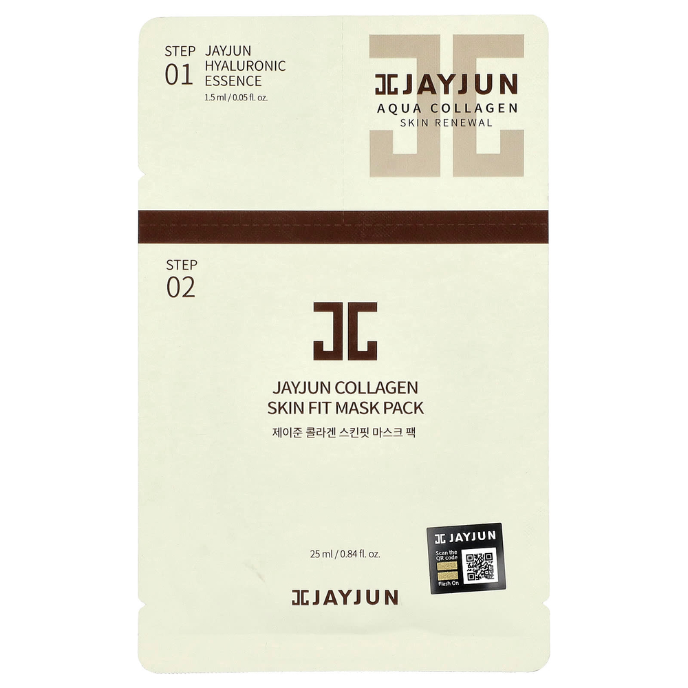 Jayjun Cosmetic, 2 Step Aqua Collagen Skin Fit, набор масок для лица с коллагеном, 1 набор