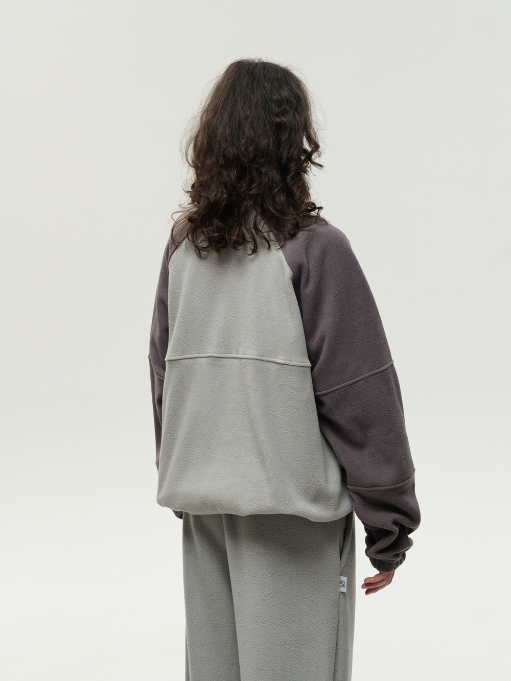 Drawstring Half-Zipped Sweatshirt Double Grey