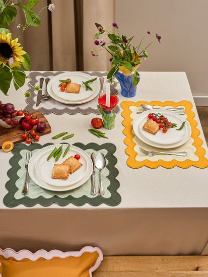 Салфетка под приборы с контрастным кантом серого цвета из коллекции trendy ruffles, 35х45 см